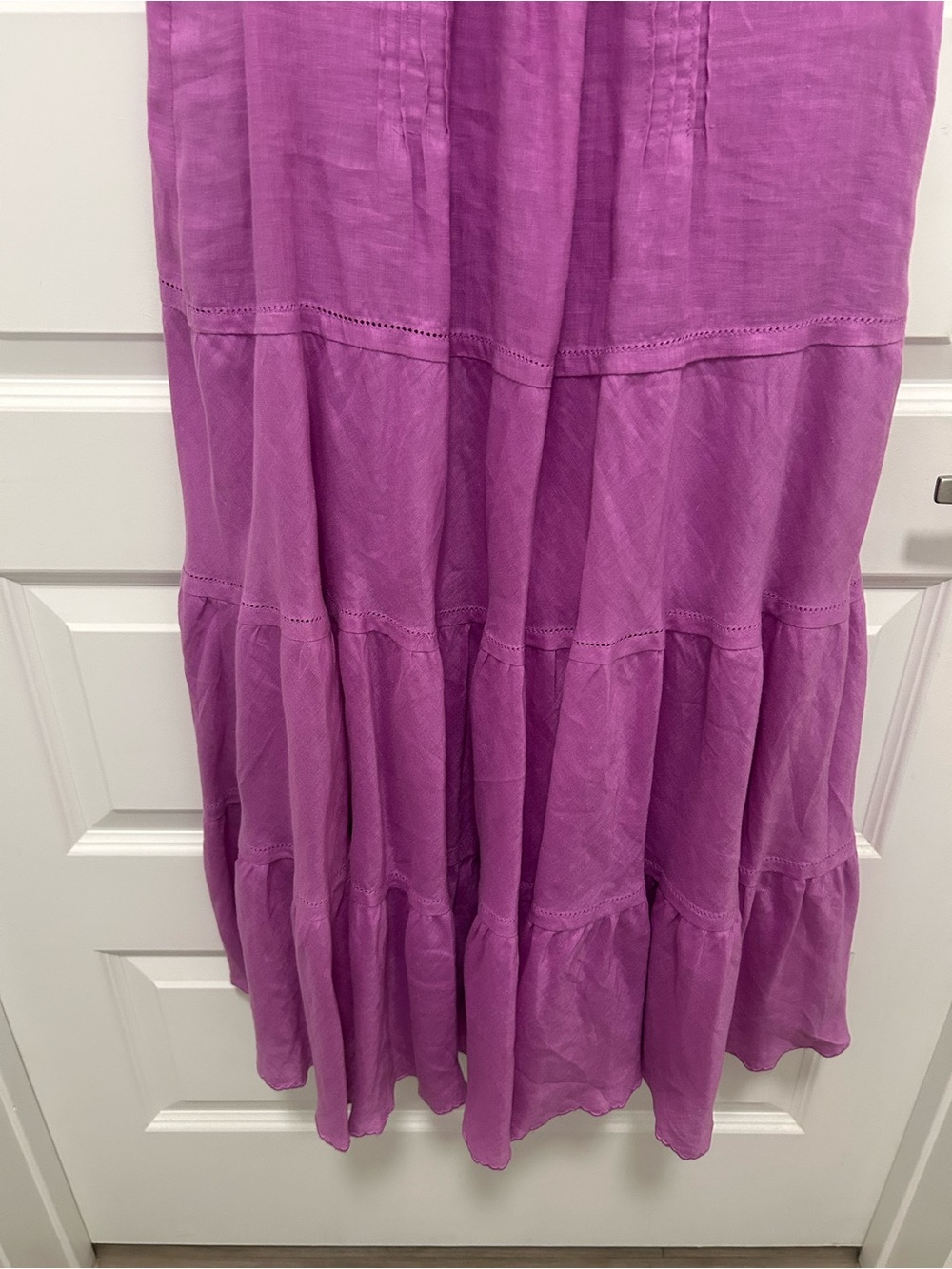 Lauren Ralph Lauren Purple100% Linen Tiered Midi Dress 16 Boho Cottagecore NWT - Picture 4 of 15